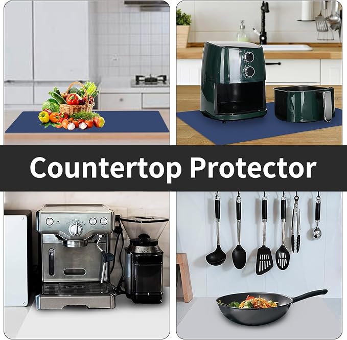 2MM Super Thick Large Silicone Mat, 23.6"x31.5"(80cmx60cm), Non-slip Heat Resistant, Thicken Kitchen Counter Mats, Waterproof Countertop Protector for Craft (Semitransparent) - Image 5