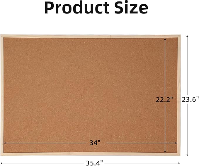 24x36 Large Cork Board for Walls with Solid Wood Frame, Premium Double Sided Bulletin Board for Office & Home, Decorative Hanging Pin Notice Board, 1 Pack - Image 5