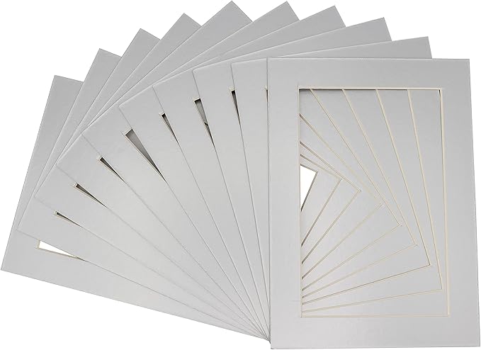 8x10 Mat for 16x20 Frame - Precut Mat Board Acid-Free Metallic Silver 8x10 Photo Matte For a 16x20 Picture Frame, Premium Matboard for Family Photos, Show Kits, Art, Picture Framing, Pack of 10 Mats - Image 3