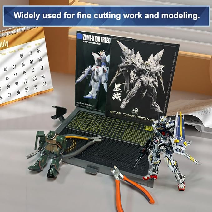 MWK-18 Model Assembly Gundam Model kitsTable Basic, Portable Model Building, Assembly, Cutting Worktable, Work Table with Movable Drawer, Dual Craft Cut Mat, Easy Folds for Storage - Image 6