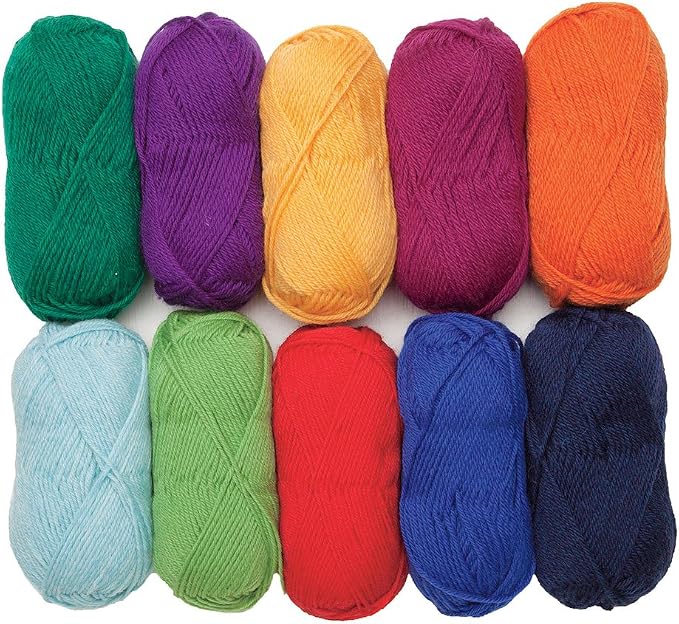 Knit Picks Wool of the Andes Assorted 100% Wool Yarn Pack for Knitting | 10 skeins (500g total) of soft worsted weight crocheting yarn in Rainbow color, good for felting. by KnitPicks