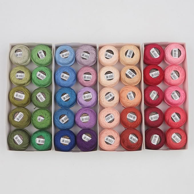 40 Colors Size 8 Double Mercerized Egyptian Long Staple Cotton Pearl Thread 5 Grams Ball Rainbow Color Embroidery Thread for Crochet Hardanger Cross Stitch Hand Embroidery (40B) - Image 2