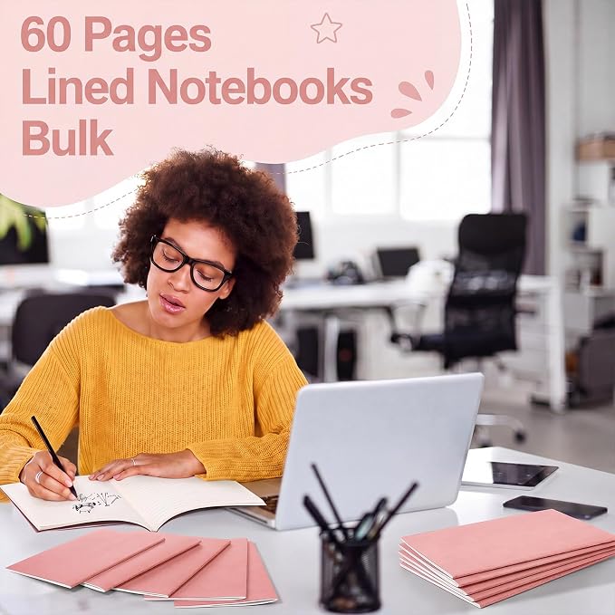 100 Pcs A5 Journals Notebooks Bulk,Flesh Pink,Lined | Kraft Softcover Small Notebooks 5.5 Inch x 8.3 Inch Notepads with 60 Page 30 Sheet for Writing Sketch Travel Office Supplies - Image 3
