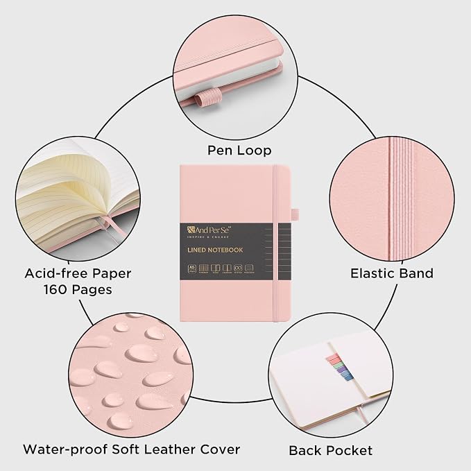 &And Per Se 10-Pack Lined Notebooks, A5 Hardcover, 160 Pages 100gsm Thick Paper, Office Supply Bulk Order, Corporate New Hire Kits, Breakroom Essentials – College Ruled, 10 Units (Pastel Colors) - Image 3