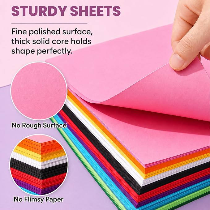 8.5x 11 190 gsm Colored Construction Paper, 500 Sheets 50 Assorted Colors | Teacher School Supplies & Classroom Must Haves, Card Making Craft Supplies, Cardstock for Scrapbook - Image 3