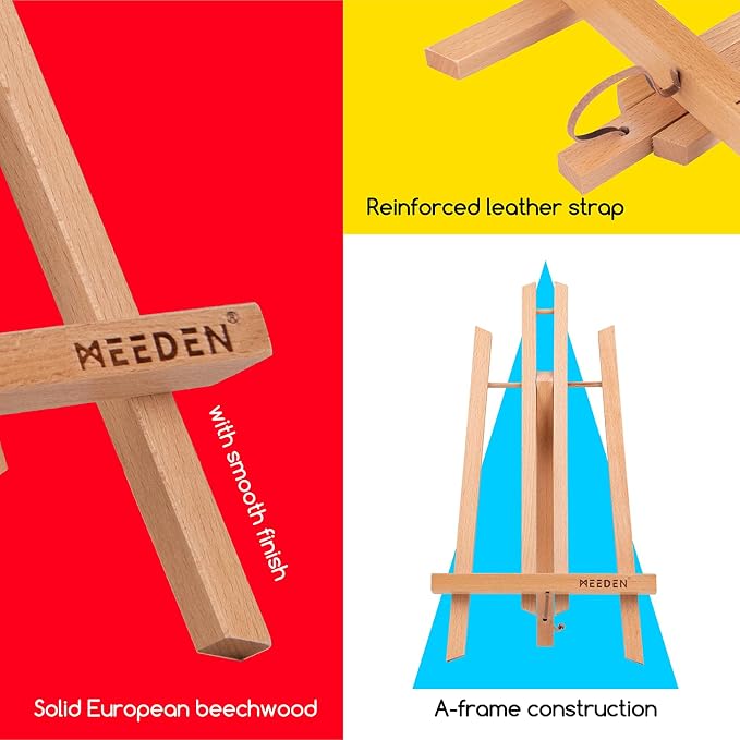 MEEDEN 16 Inch Tabletop Easel: 12 Pack Beech Wood Easel for Painting - Display Table Top Easel Canvas Stand for Painting Sign - Image 3