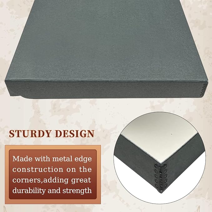 Golden State Art, Clamshell Archival Folio Storage Box 13x19, Gray | Acid-Free Photo Box with Metal Edge Corner, Preserve And Store Paper Documents Cards Prints Arts and Crafts DIY Projects - Image 5