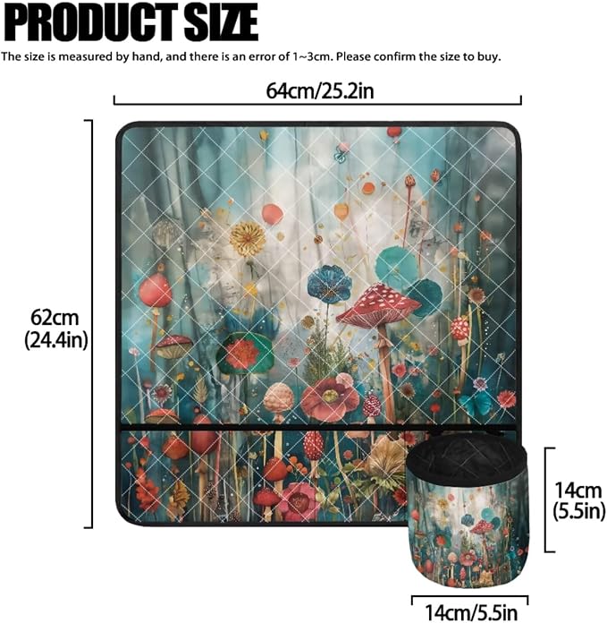 Mushroom Flowers Sewing Machine Mat & Dust Cover, Stain Resistant Muffling Mats with Pockets for Sewing Accessories Reduce Vibration Home Decor - Image 5
