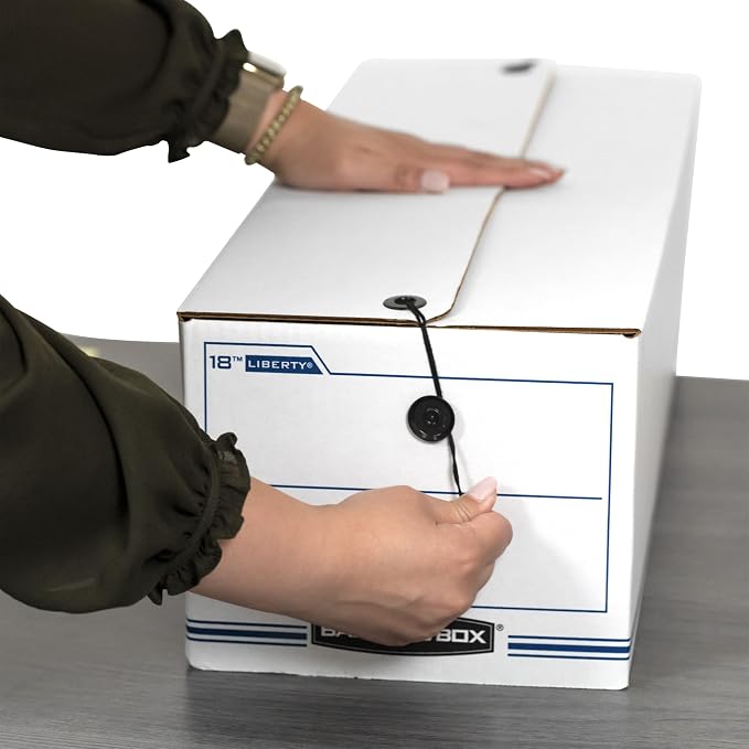 Bankers Box 12-Pack String & Button Check Box, 7" x 8-3/4" x 23-3/4" | Keep checks and specialty forms protected, sorted, and ready to retrieve with secure string-and-button closure. - Image 2