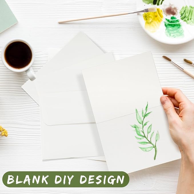 Fainne 200 Set 4.25 x 5.5 Inch Pure Cotton Watercolor Cards Set Blank Cotton Watercolor Cards with Envelopes 140lb Heavyweight Paper for Art Painting Creative Thank Note - Image 6