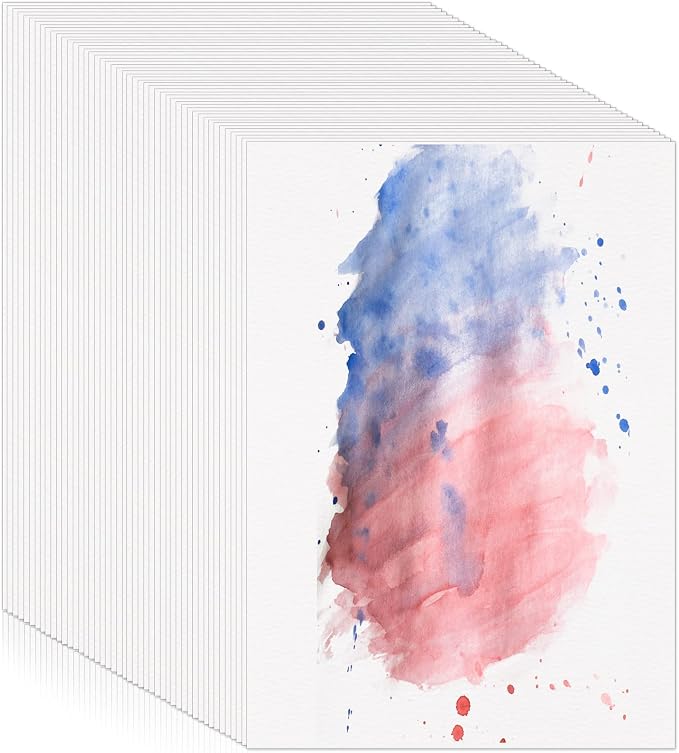 Prudiut Watercolor Paper, 120 Sheets, 5 x 7 in, 140 lb, Cold Press | Cotton paper, 300 GSM, white surface, absorbs paint evenly, resists pilling and warping, for kids, students, artists by Prudiut