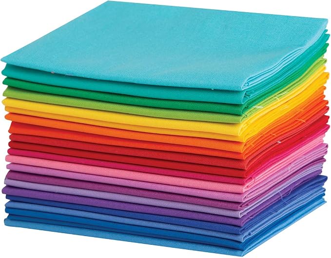 100% Cotton Fat Quarters Fabric Bundles for Sewing | 20 pieces of 18x22 inch rainbow precut cotton fat quarters in the Color Wheel Solids collection - Image 3