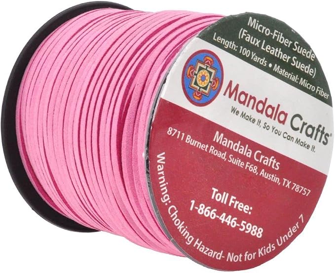 Mandala Crafts Faux Suede Cords Pink Leather Cords for Jewelry Making - 2.65mm Leather Laces Leather Strips Flat Vegan Leather Strings for Dream Catchers Supplies - Image 2