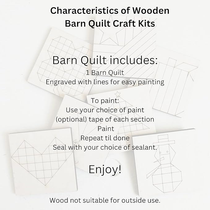 Barn Quilt Patterns for Wood | Unfinished Wood Quilt Block Painting Sign | DIY Painting Craft Kit for Adults | Farmhouse Quilting Decor (18 inches, Friendship Star) - Image 2