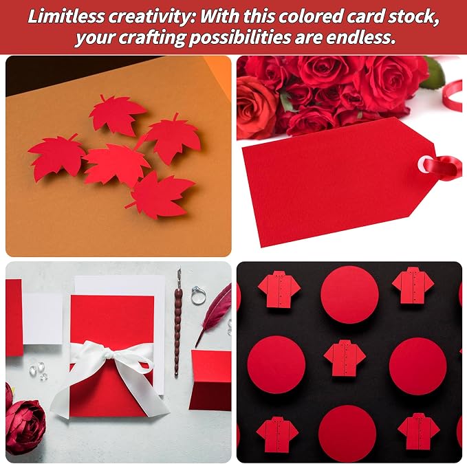 100 Sheets Red Card Stock 8.5 x 11in,250GSM 92lb Red Cardstock Card Stock Construction Paper,Heavy Weight Printer Paper for Invitations, Stationery Printing, Scrapbooking,Crafts, DIY Cards - Image 5