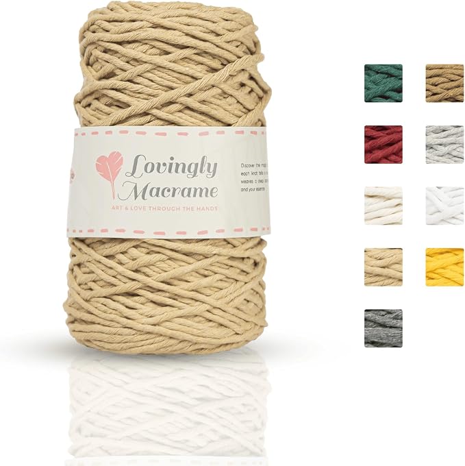 Single Strand Macrame Cord – 3mm Macrame Cord for Handmade Products & DIY Projects - Cotton Cording for Crafts, Dream Catchers, Boho Decor, Plant Hangers - 357ft (109yds) - Latte - Image 2