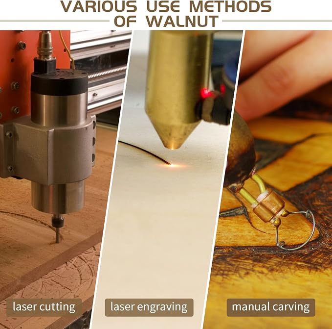 24 Pcs Walnut Unfinished Wood Craft, 16 x 16 x 1/8 Inch - 3mm Thick Walnut Unfinished Plywood for Laser Cutting & Engraving, School DIY Projects, Painting, Fretwork, CNC Cutting, and Wood Burning - Image 3