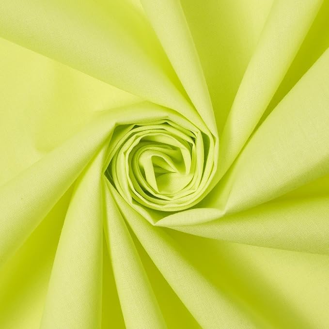 Cotton Broadcloth Fabric Lightweight Soft Solid Woven Polyester Blend By The Yard & Wholesale - Neon Green (20 Yards) by FWD