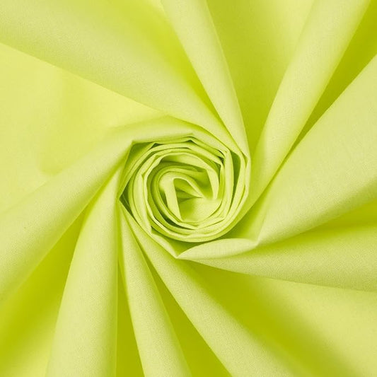 Cotton Broadcloth Fabric Lightweight Soft Solid Woven Polyester Blend By The Yard & Wholesale - Neon Green (20 Yards) by FWD