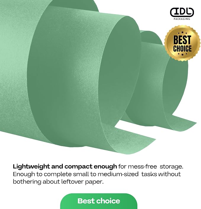 Green Kraft Paper Roll 12" x 1200" (100 feet) with Cutter - USA-Made Wrapping Paper for Packing, Moving, Shipping & Crafts/Arts - 100% Recyclable Natural Craft Material by IDL Packaging | Wrapping Paper for Packing, Moving, Shipping & Crafts/Arts - 100... - Image 7