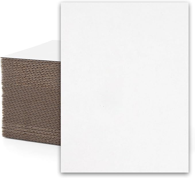 Mat Board Center, 9x12 Inch Corrugated Cardboard Sheets 50 Pack | Flat Cardboard Inserts for Mailing, Packaging & Shipping, Cardboard Backing, Craft Card Board (White on one side) by MatBoardCenter