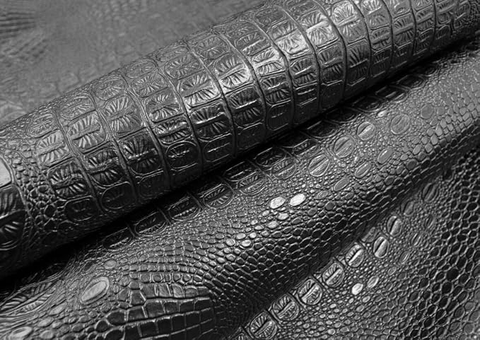 Faux Alligator Leather Crocodile Skin Fabric Alligator Skin Fake Leather Crocodile Fabric Black - Image 3