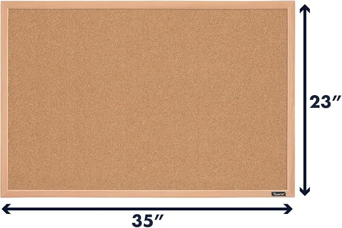 Quartet Cork Board Bulletin Board, 23" x 35" Framed Corkboard, Oak Frame, Decorative Hanging Pin Board, Perfect for Office & Home Decor, Home School Message Board or Vision Board (35-380352) - Image 4