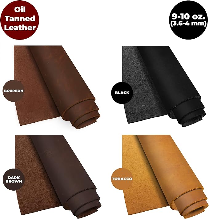 ELW Cowhide Bourbon Brown Leather 9-10 oz (3.6-4mm) Thickness Pre-Cut Calf Hide Full Grain Leather for Tooling, Holsters, Sheath, Carving, Embossing, Stamping - Image 7
