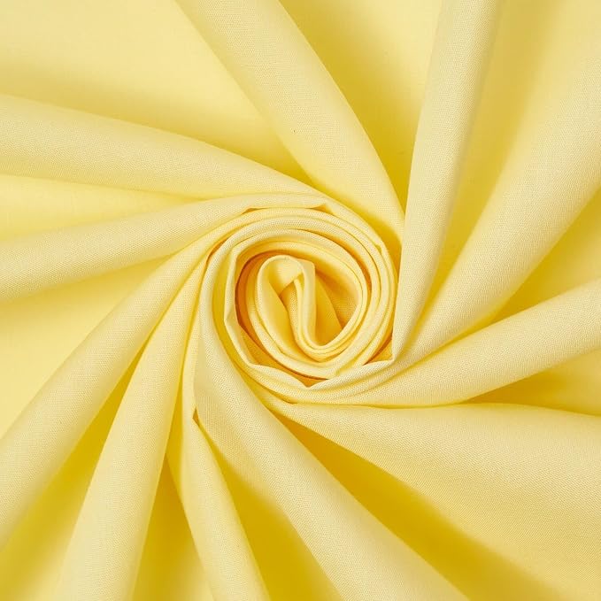 Cotton Broadcloth Fabric Lightweight Soft Solid Woven Polyester Blend By The Yard & Wholesale - Light Yellow (20 Yards) by FWD