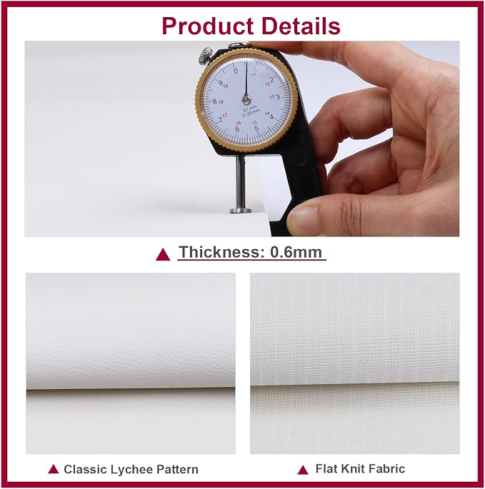 Marine Vinyl Fabric Waterproof Leather Material 55"×108" White | Soft Marine Faux Leather Sheets 0.6mm Thick Anti-UV Non-Peeling for Upholstery Boat Seat Automotive Furniture DIY Crafting - Image 8