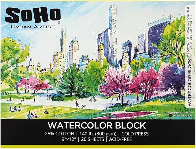 SoHo Urban Artist Watercolor Block 9x12-2 Pack - 140lb 40 Sheets Total Cold Press, Professional, Sustainable, Acid-Free - Image 2
