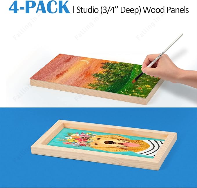 4 Pack 6x12’’ Unfinished Birch Wood Panels Kit for Painting | Studio 3/4’’ Deep Wood Canvas, Cradle Boards for Acrylic Pouring, Art, Crafts, Epoxy Resin, Laser Engraving Cutting - Image 6