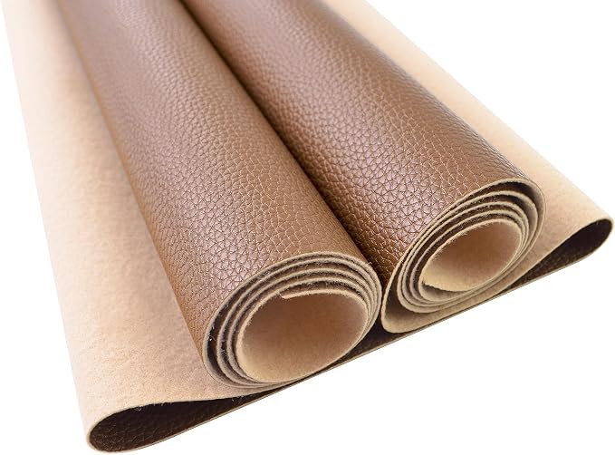3 Yards 54" x 108" Soft Faux Leather Fabric Brown Fake Leather Fabric Upholstery Vinyl for Sofa Bags Chairs Car Seats DIY Crafts by Bobeey