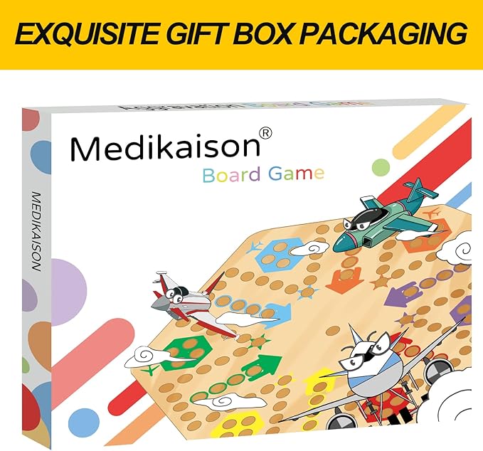 Original Marble Game Wahoo Board Game Double Sided Painted Wooden Fast Track Board Game for 6 and 4 Players 6 Colors 24 Marbles 6 Dice for Family Friends