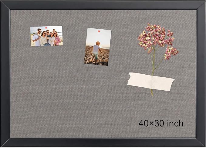 Gideal Bulletin Board 40" x 30", Cork Board for Office, Pine Frame, 2 Pack | Pin Display Board, Framed Cork Boards for Wall, Grey Linen Bulletin Board, Notice Board for Home Office School, Wall Mounted by GIDEAL