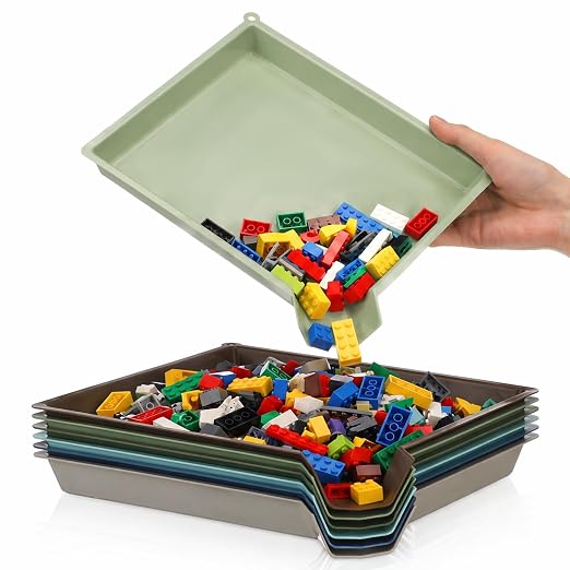 Reallnaive 6 Pcs Plastic Art Sorting Funnel Trays Quick Sorting Activity Serving Tray Stackable Craft Organizer for Classroom Beads Organizing Home Back to School DIY Project (Earthtone Color) by Unknown