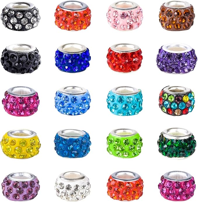 Aipridy Large Hole European Beads, Craft Supplies Kit，Assorted Mixed Color Lampwork Spacer Beads for DIY Bracelet Jewelry Making (120, Mixed) - Image 3