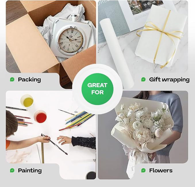 White Kraft Paper Roll 12" x 1200" (100 feet) with Cutter - USA-Made Wrapping Paper for Packing, Moving, Shipping & Crafts/Arts - 100% Recyclable Natural Craft Material by IDL Packaging | Wrapping Paper for Packing, Moving, Shipping & Crafts/Arts - 100... - Image 6