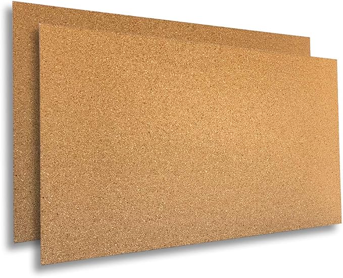 Manton Cork 24" x 36" x 1/4" Thick Cork Sheets (2-Pack), 100% Natural and Sustainable Cork Bulletin Boards. Perfect for Home, School, and Office by MantonCork