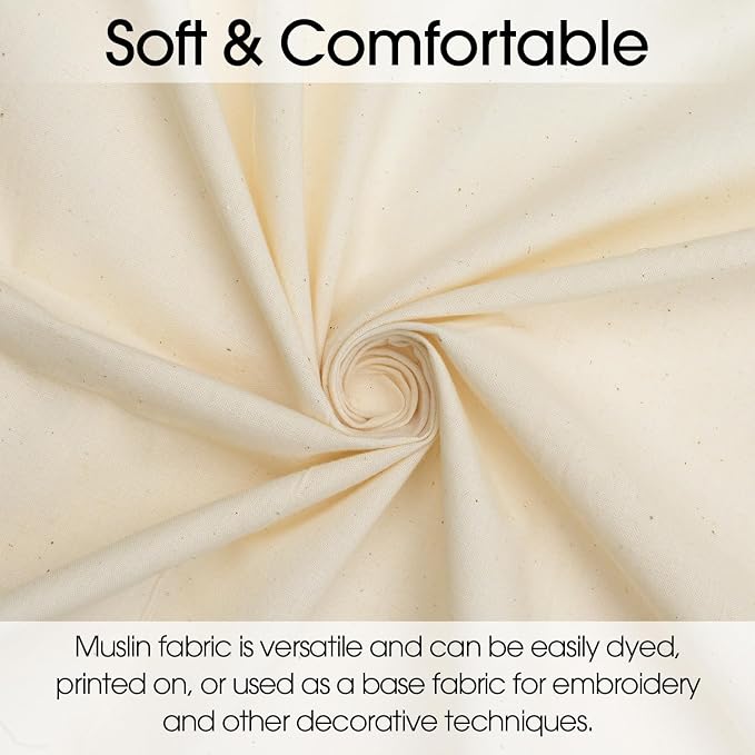 Pico Textiles 20 Yard Bolt Natural Cotton Muslin Fabric | 60" Wide, 100% Cotton, Unbleached, Perfect for Embroidery, Quilting, Drapes, Aprons, Sheets and Apparel, Sold by the Yard - Image 3