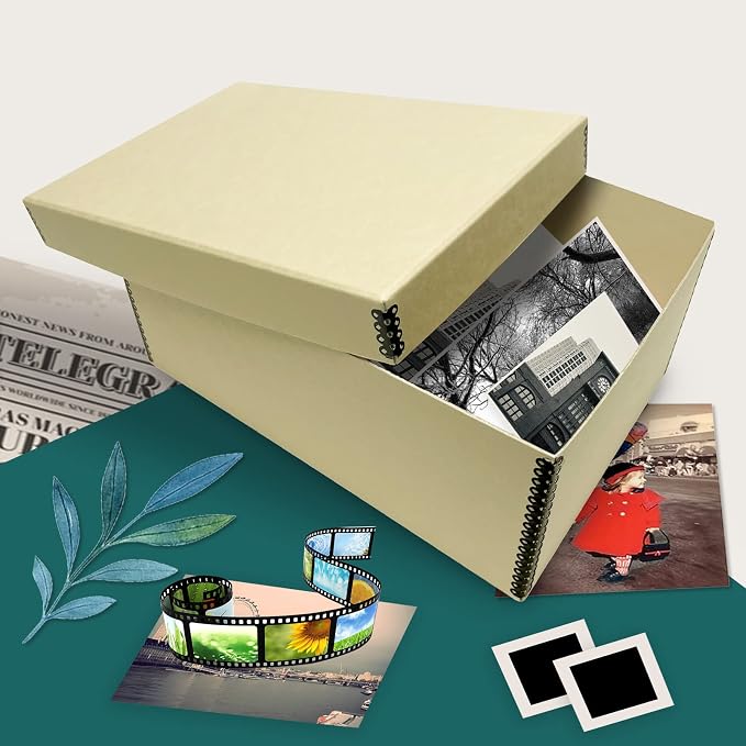 Golden State Art, Archival Photos Storage Boxes, 5"x8"x12", Tan | Acid-Free Card Preservation Box with Removable Lid, for Storing Artwork Pictures Prints Negatives Documents and Paper - Image 7