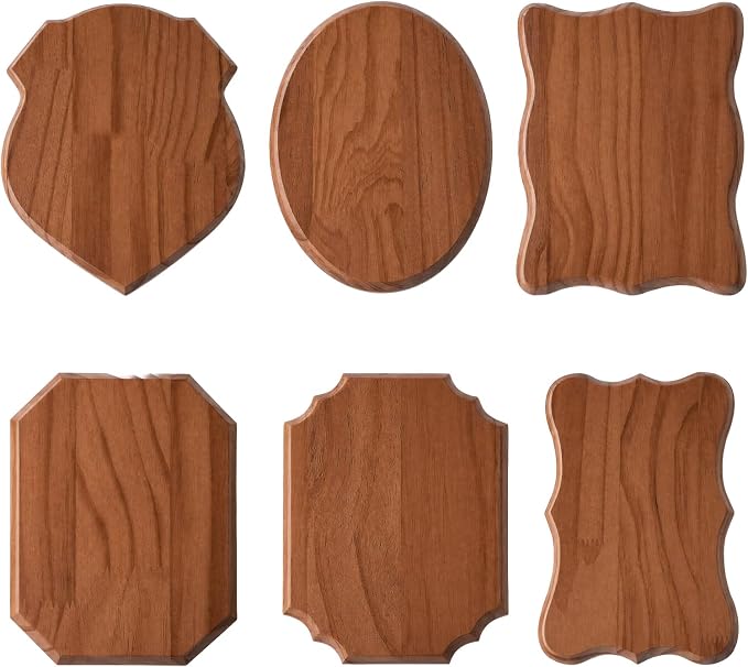 12 Pcs Blank Wooden Plaques for Crafts Unfinished Wood Signs for DIY Projects Hanging Signs, 6 Styles for Weddings Home Decor and Door Wall Art Activities Decoration(Brown) by Yinkin