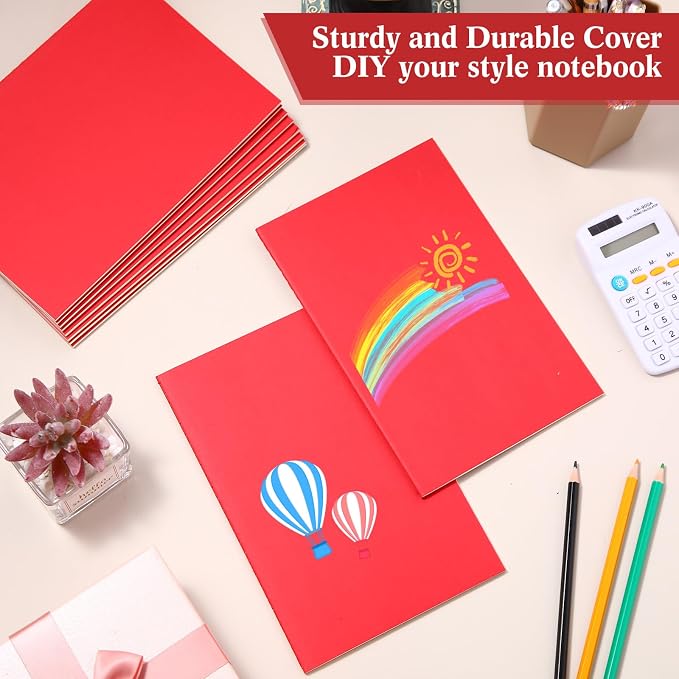 100 Pcs A5 Journals Notebooks Bulk,Red,Lined | Kraft Softcover Small Notebooks 5.5 Inch x 8.3 Inch Notepads with 60 Page 30 Sheet for Writing Sketch Travel Office Supplies - Image 5