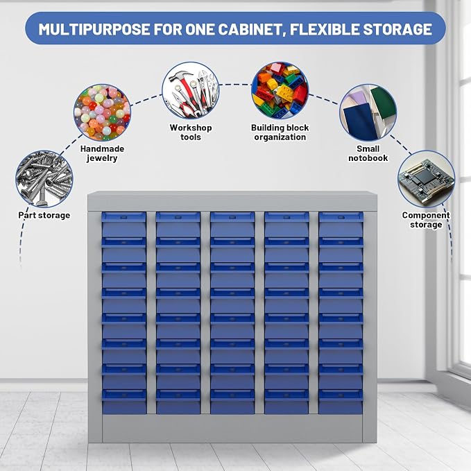 40 Drawer Parts Storage Cabinet for Screws and Hardware Organization | Small Parts Organizer Cabinet With Multiple Drawers For Screws, Bolts, Nails And Tools In Garages,Workshops,Maintenance Areas - Image 5