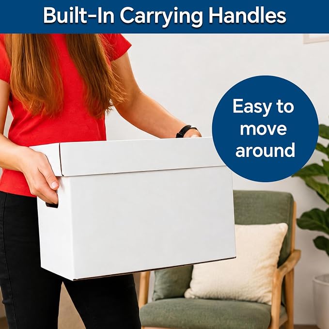 PIT66 5 Pcs Comic Book Storage Boxes, Holds 150-175 Comics Each, | Collapsible, Stackable, Moistureproof, White, 15.83"L x 11.42"W x 7.87"H - Image 6
