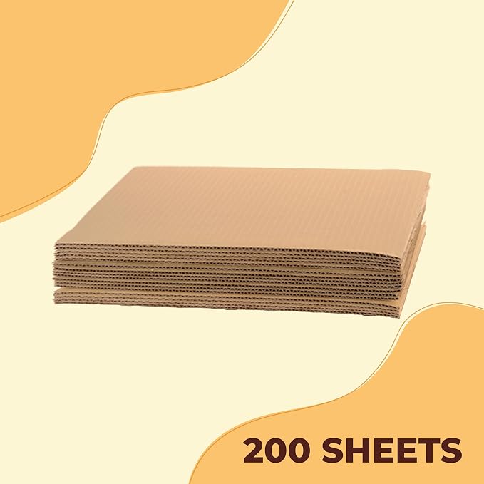 The Boxery Corrugated Cardboard Sheets 12.5 x 12.5" - (1/8" Thick) | 200 Sheets | LP Insert Pads, Brown, Frame Backing, DIY Projects, Arts and Crafts, Dividers, Mailing, Packing Protection - Image 2