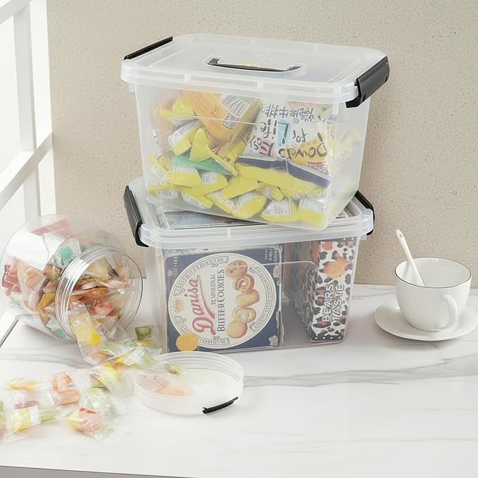 6 Packs 6 Qt Clear Plastic latching Storage Box with Lid and Handle | Secure Stackable Organizer Containers for Stationery, Snacks, Tools - Image 5