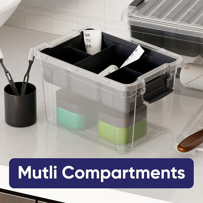 Superio Mini Storage Container Organizing Bin with Removable Tray Deep Plastic Tools, Sewing, Crafts Box, 2.5 Qt, 6 Pack - Image 4