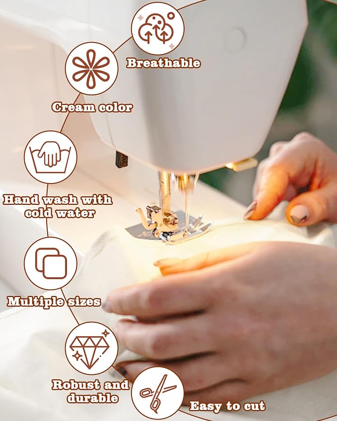 FIVEIZERO 100% Cotton Muslin Fabric by The Yard,59in x 1yd Cream Bleached Cotton Muslin Cloths–Medium Weight Beige Calico Fabric for Sewing,Quilting,Embroidery,Crafts & Apparel Projects | 59in x 1yd Muslin Cloth;Medium Weight Draping Fabrics for Sewing... - Image 4