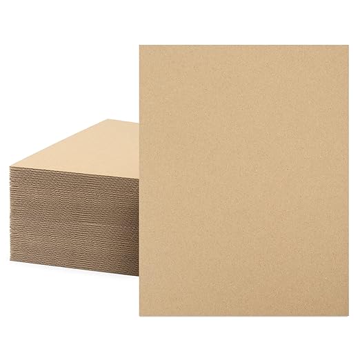 Mat Board Center, 50 Corrugated Cardboard Sheets 8.5x11 Inches Flat Card Board Inserts for Packing, Shipping, Mailing, DIY Crafts by MatBoardCenter
